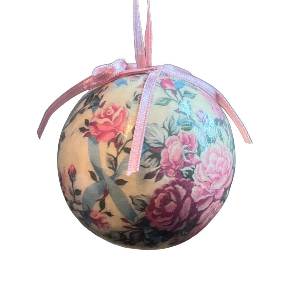 Midwest Importers Victorian Style Christmas Ornament Paper Mache Flowers & Bow